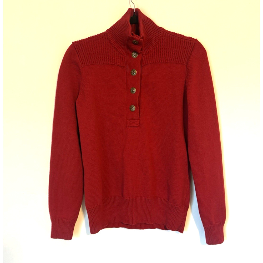 Ralph Lauren LRL Sweater Medium Womens Red Mock Neck Cotton Pullover